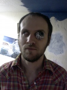 Kyle P Erickson, artist, at, work, eye, googly