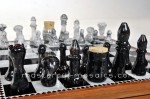 stained, glass, mosaic, chess, set, blown, glass, pipes, drawer, art, fine, boro