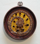 fine art glass mosaic, found objects, gold, bullet shell, spiral, fossil, shell, chain