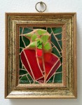 fine art, glass, mosaic, fruit, strawberry, red, green, art