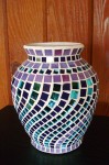 art, glass, vase, mosaic, purple, turquoise, mirror, swirl