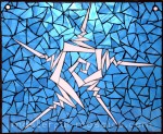 Spiral, mosaic, ZpiralZ, glass, art, blue, light, window, hanging