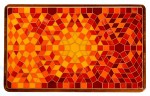 mc escher, sunburst, geometry, glass, art, mosaic, table, top, red, orange, yellow, gold