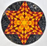 stained glass mosaic end table sunburst metallic